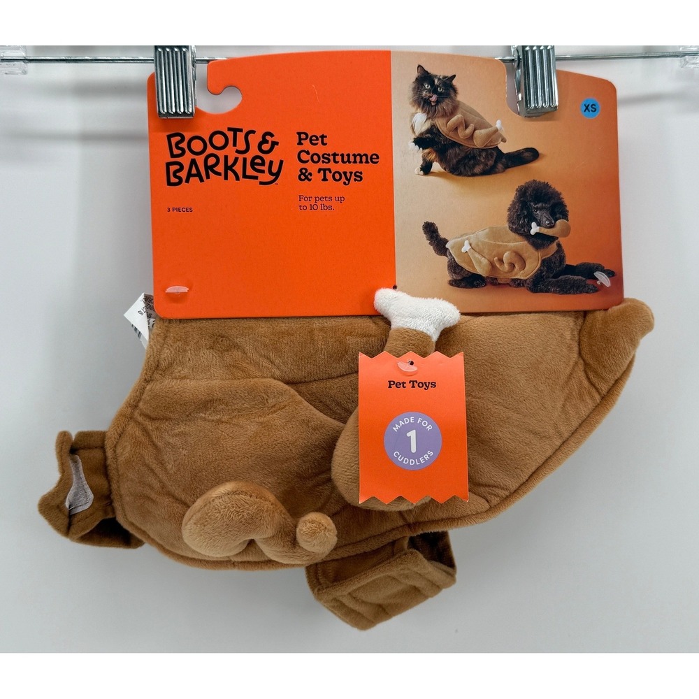 Boots & Barkley Roast Turkey Pet Costume & Toy Set XS Thanksgiving Cat Dog